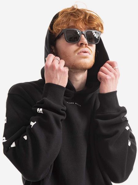 Pamučna hoodie s kapuljačom Stampd crna