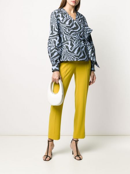 Pantalones rectos de crepé Dvf Diane Von Furstenberg amarillo