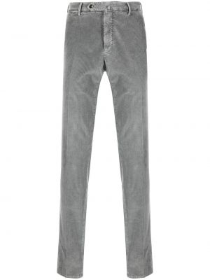 Ravne hlače iz rebrastega žameta Pt Torino siva