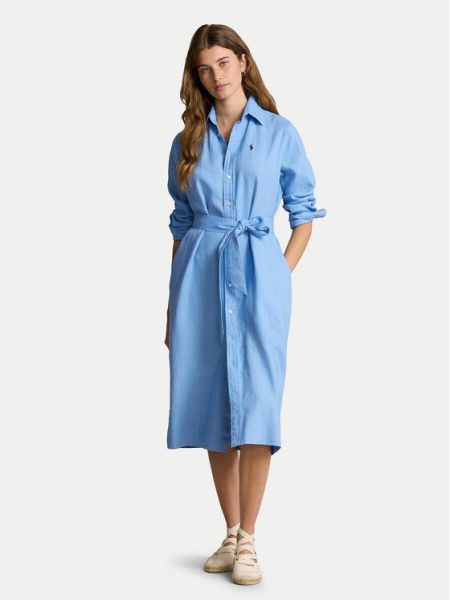 Rochie tip cămașă Polo Ralph Lauren albastru