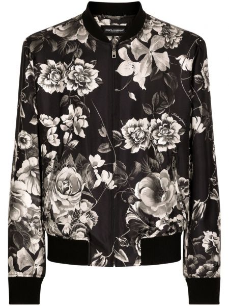 Копринен дълго яке на цветя с принт Dolce & Gabbana