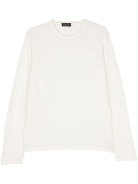 Ленен дълъг пуловер Roberto Collina бяло