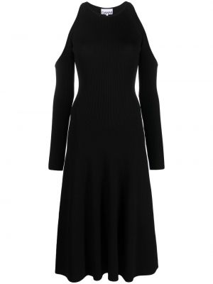Midi šaty so slieňovým vzorom Ganni čierna