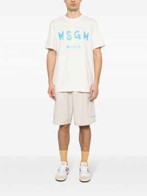 T-shirt aus baumwoll mit print Msgm beige