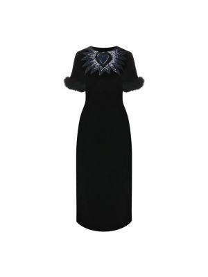 Welurowa sukienka midi Fendi czarna