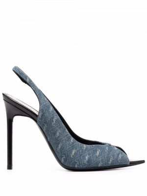 Escarpins à imprimé Saint Laurent bleu