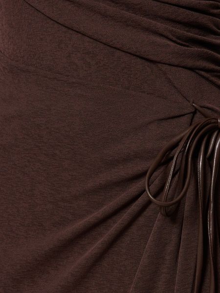 Dlouhé šaty jersey se síťovinou Nanushka hnědé