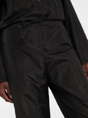 Hodvábne culottes nohavice s vysokým pásom The Row čierna