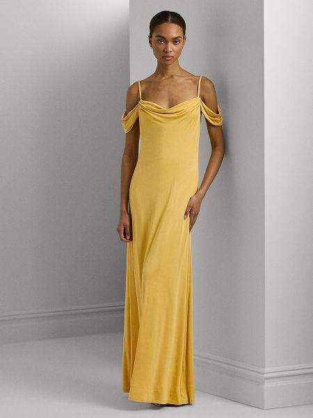 Vestido drapeado Lauren Ralph Lauren amarillo