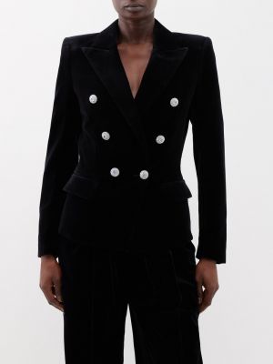 Черный хлопковый бархатный пиджак Alexandre Vauthier