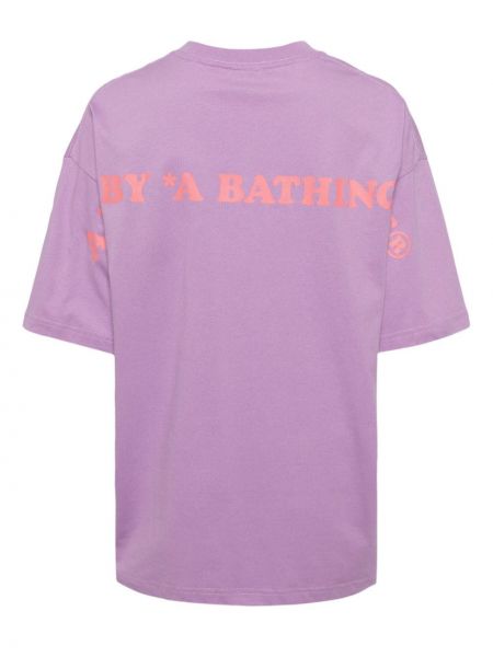 Koszulka bawełniana z nadrukiem Aape By A Bathing Ape fioletowa