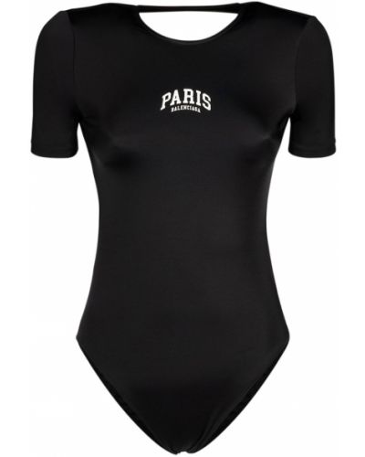 Jednodielne plavky s krátkymi rukávmi Balenciaga čierna