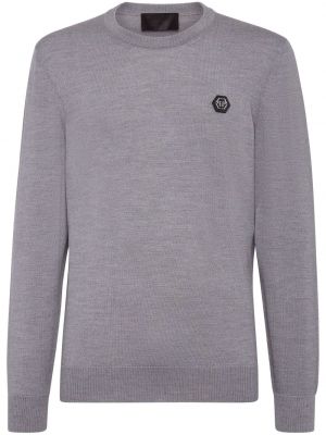 Pull en tricot Philipp Plein gris