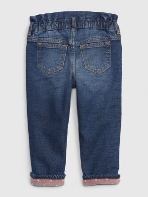 Zateplené priliehavé džínsy Gap modrá