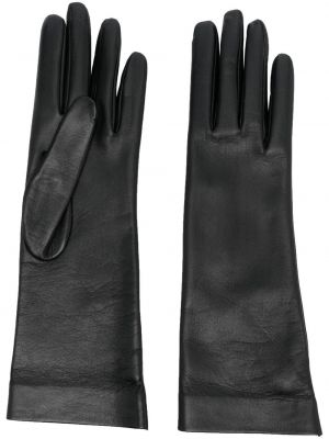Rękawiczki skórzane Saint Laurent czarne