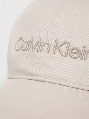 Haftowana czapka z daszkiem bawełniana Calvin Klein szara