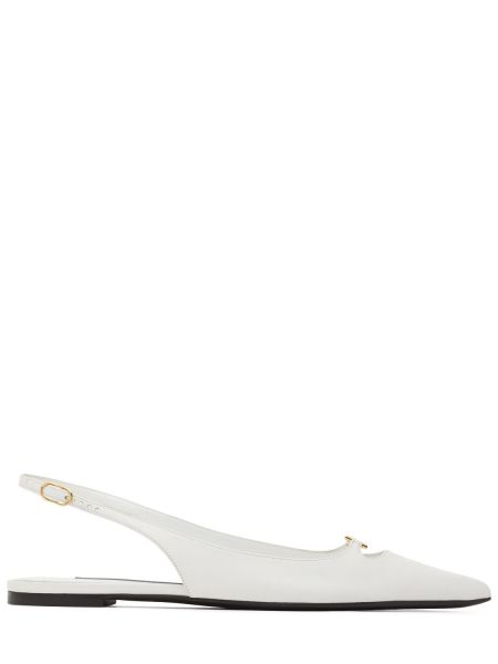 Slingback lær flate sko Dolce & Gabbana hvit