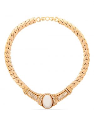 Krištáľový náhrdelník s perlami Christian Dior zlatá