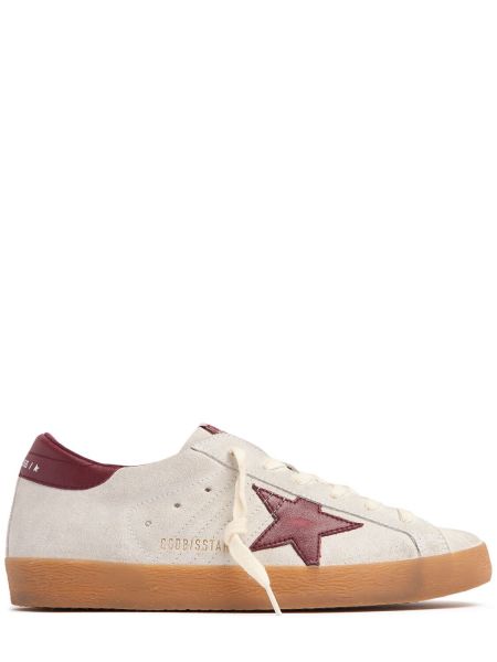 Stjernemønster semsket skinn sneakers Golden Goose hvit