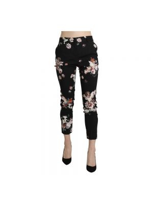 Spodnie w kwiatki Dolce And Gabbana czarne