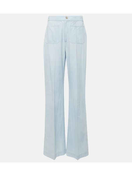Pamučne hlače bootcut Polo Ralph Lauren plava