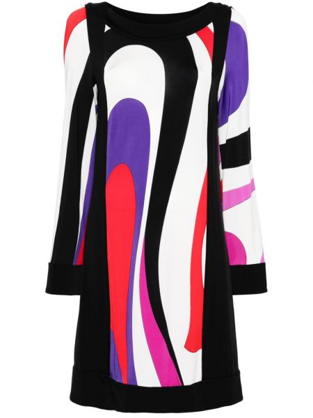 Robe droite à imprimé Pucci noir