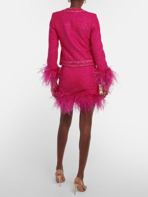 Giacca con piume in tweed Rebecca Vallance rosa