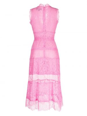 Krajkové midi šaty Cynthia Rowley růžové