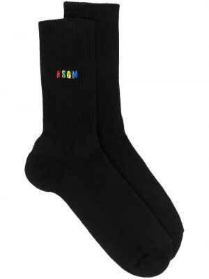 Sockor med broderi Msgm svart