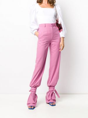 Pantalones con lazo de cintura alta The Attico rosa