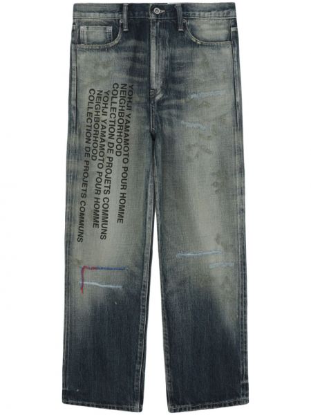 Traperice ravnih nogavica s printom Yohji Yamamoto plava