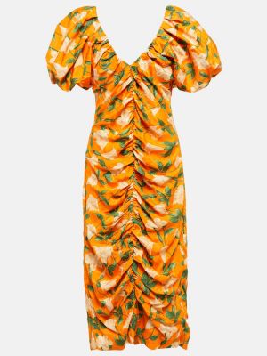 Миди рокля на цветя с принт Agua By Agua Bendita оранжево