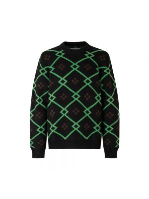 Sweter z dekoltem w serek żakardowy Samsoe Samsoe zielony