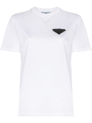 T-shirt bawełniana Prada, biały