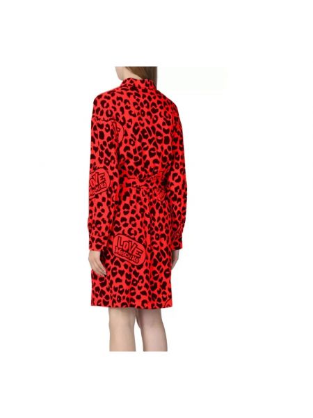 Vestido largo con estampado leopardo Love Moschino rojo