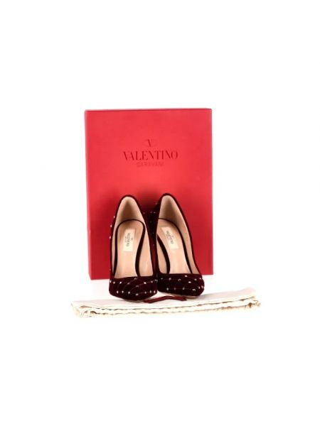 Aksamitna czółenka na obcasie retro Valentino Vintage czerwona