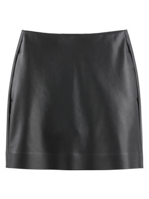 Mini falda de cuero de cuero sintético La Redoute Collections negro