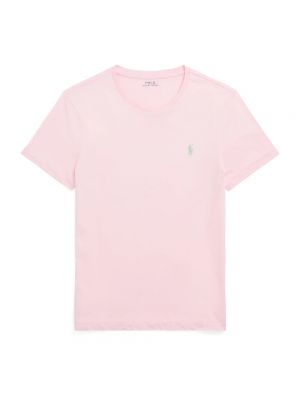 Haftowana koszulka bawełniana Ralph Lauren różowa