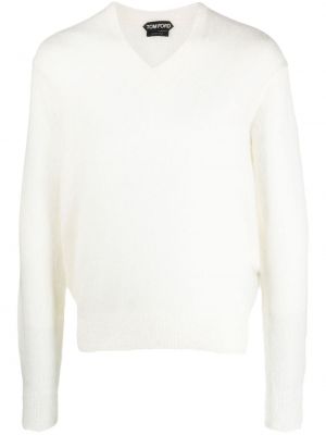 Плетен пуловер с v-образно деколте Tom Ford бяло