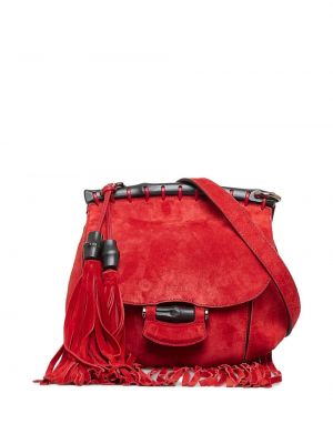 Bambusová taška přes rameno s třásněmi Gucci Pre-owned