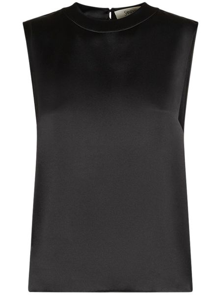 Top de mătase fără mâneci Saint Laurent negru