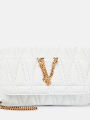 Bolso cruzado de cuero Versace blanco