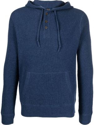 Пухен кашмирен pullover с копчета Polo Ralph Lauren синьо