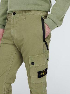 Памучни карго панталони slim Stone Island зелено