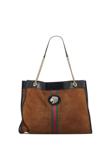 Semišová nákupná taška Gucci Pre-owned hnedá