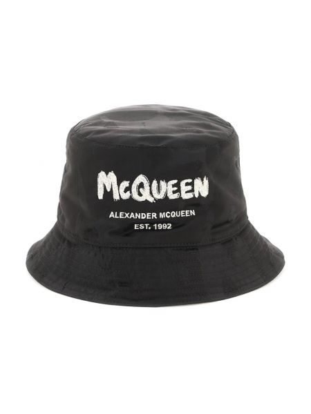 Czarny kapelusz żakardowy Alexander Mcqueen