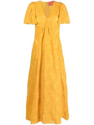 Žakárové midi šaty La Doublej žluté