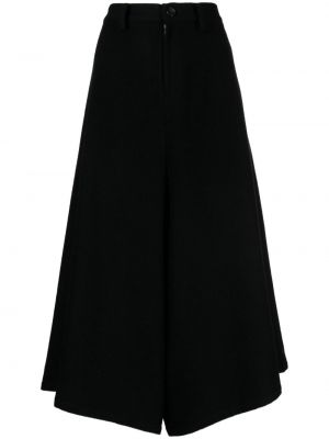 Asimetrične vunene culotte hlače Yohji Yamamoto crna