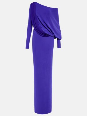 Sukienka długa z dżerseju drapowana Tom Ford niebieska