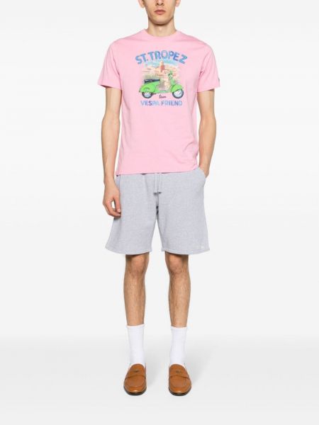 Kokvilnas t-krekls ar apdruku Mc2 Saint Barth rozā